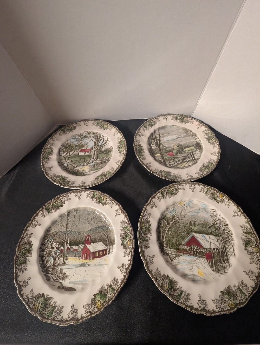 Vintage Johnson Bros Friendly Village 4  dinner plates all different lot bundle